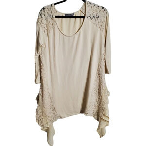 Kate & Mallory Women's LACE Tunic - Bohemian Asymmetrical- Size Large